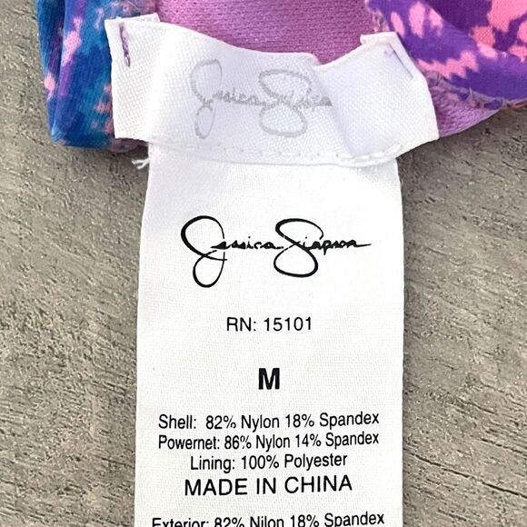 🌺 Jessica Simpson Flounce Bandeau Bright Boho Print Bikini Top Size M - Picture 6 of 9